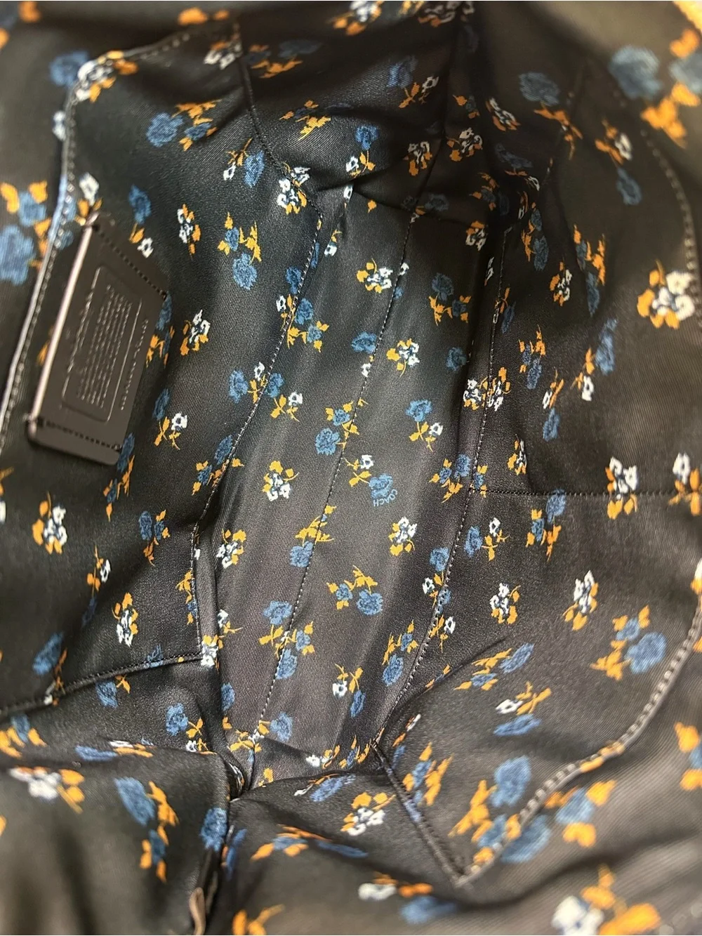 Coach Satchel Bag Kelsey‎ Denim Colorblock Black Pebbled Leather